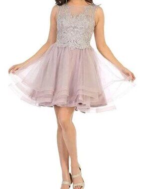 SALE NWT May Queen MQ1681 Homecoming Dress Mauve Size 14
